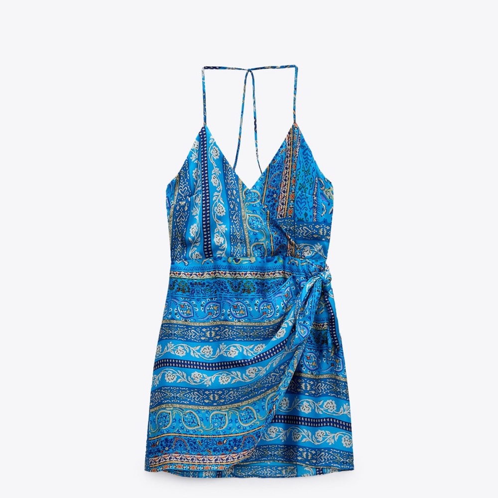 Zara Scarf Print Mini Dress NWT